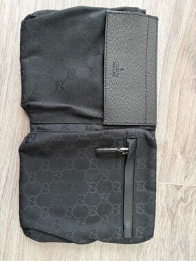 Gucci Black GG Monogram Nylon Leather Bi-Fold Wallet